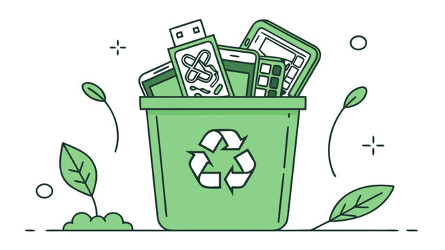 Recycling bin with money and credit cards representing sustainable finance, green investment, savings and eco friendly economy