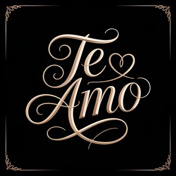 Handwritten romantic 'Te Amo' calligraphy on ornate vintage blackboard background for love messages spanish phrase for Love you  Eu te amo mucho for , Feliz dia del Amor, dia de san valentin, 