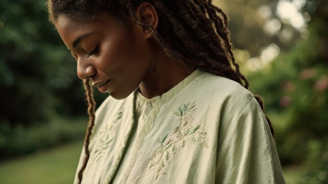 woman in nature with braided hair