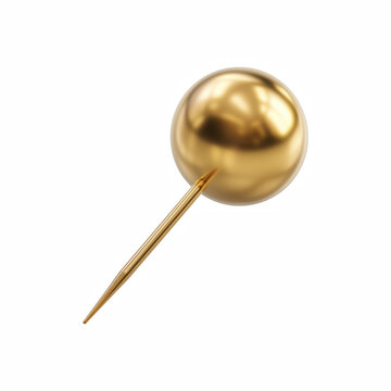 Metallic Gold Push Pin Thumbtack with Round Head