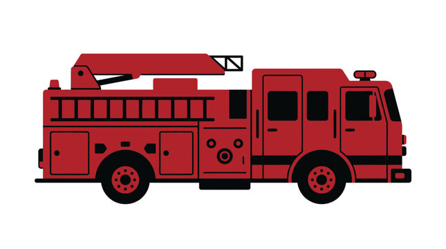Flat Fire Truck Editable Vector Graphic