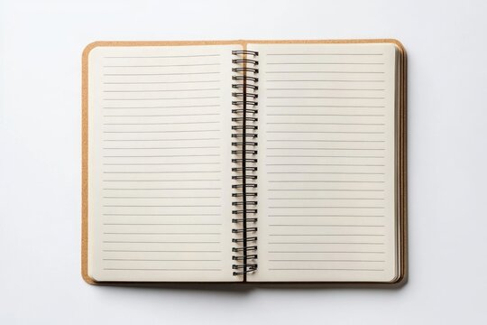 Open spiral notebook with lines.