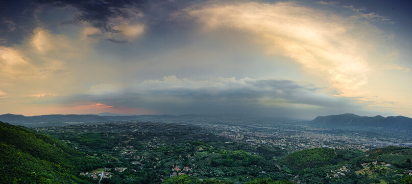 Scenic cloudy sunset over Terni, Umbria, Italy