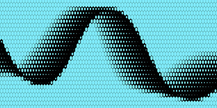 Light blue halftone hexagon pattern background vector abstract technology wave texture