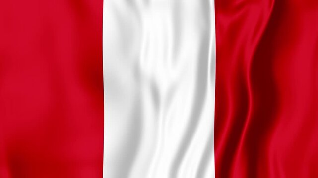 Peruvian Flag Flowing Smoothly with Realistic Fabric Texture