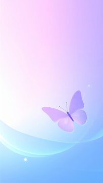a butterfly flying over a blue and pink background