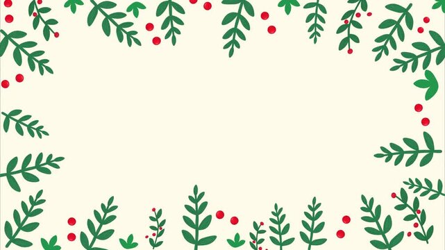 Cute Vector Green Leaves Botanical Frame Looping Video Background
