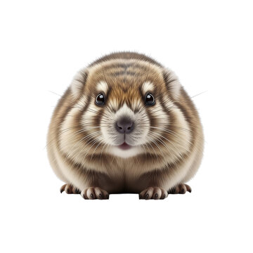 Lemming small chubby rodent with thick fur sitting against a dark background for arctic nature themes.