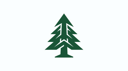 Obraz premium Creative Green Minimalist Christmas Tree Logo Design for Holiday Branding and Marketing with high quality professional line art symbols for modern creative design and digital branding projects