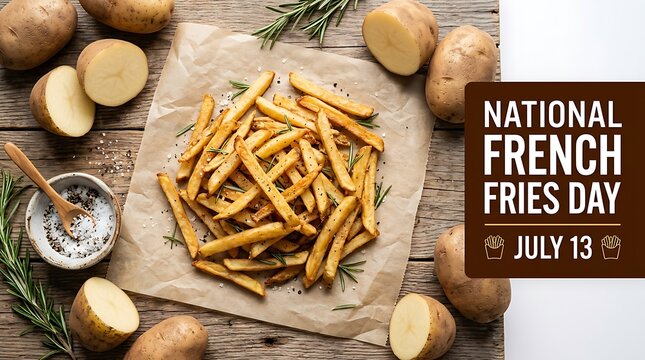 Fresh french fries for national french fries day on table
