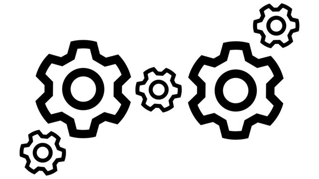 spinning settings icon on white background