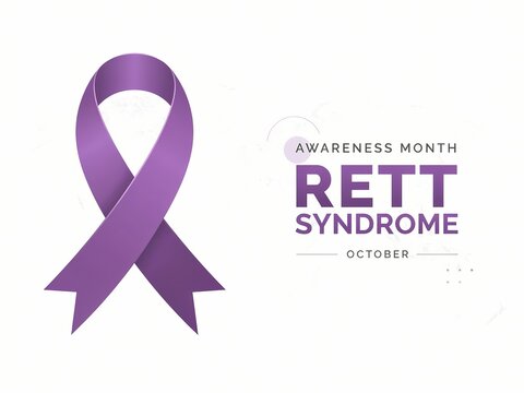 Purple awareness ribbon for rett syndrome awareness month in october