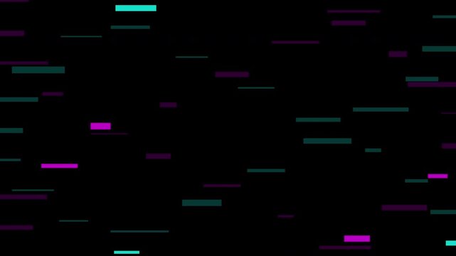 Abstract digital glitch pattern with colorful horizontal lines flickering on a black background