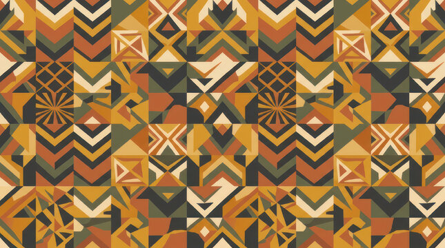 Abstract Geometric Pattern with Earth Tones.