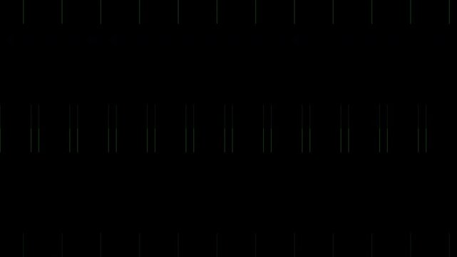 Abstract digital grid with vertical lines moving on a black background for tech projects