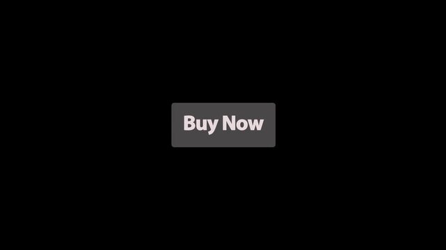 Buy Now CTA Text Animation on Red Button with Arrow Cursor Click on Transparent Background.