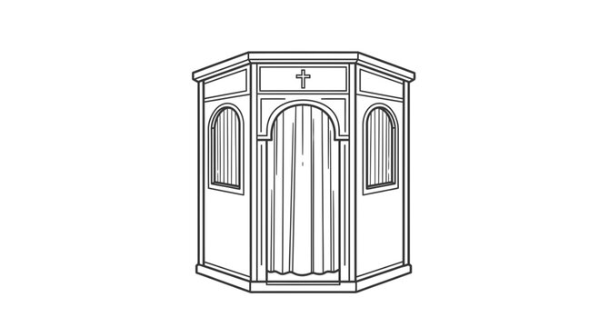 Confessional Booth Illustration Outline