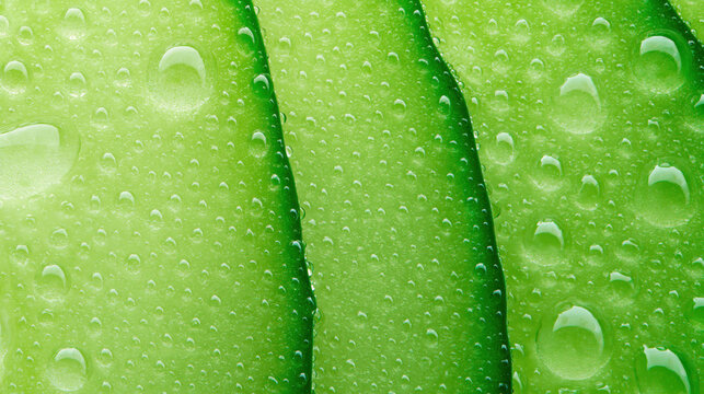 fresh cucumber slice with glistening water droplet in macro closeup for wellness spa skincare advertisement web design sustainable beauty branding campaign visual asset pack
