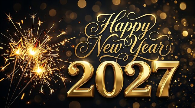 Happy new year 2027 celebration with fireworks