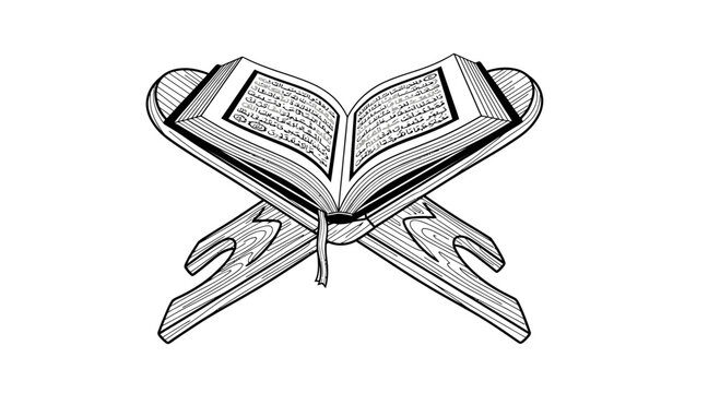 Open Quran on Wooden Rehal Book Stand