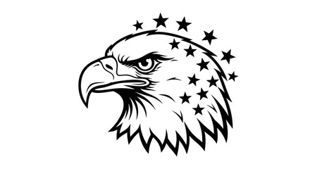 Naklejka premium Patriotic Bald Eagle Head Illustration with Stars