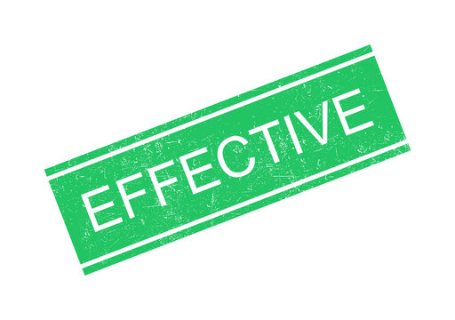 Green effective stamp with bold white text