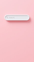 Fototapeta premium Minimalist search bar on a soft pink background with ample copy space