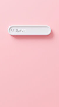 Minimalist search bar on a soft pink background with ample copy space