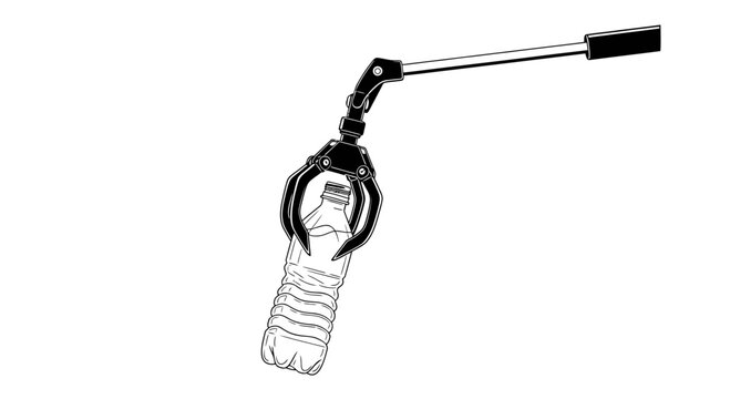 Reacher Grabber Tool Picking Up a Plastic Bottle