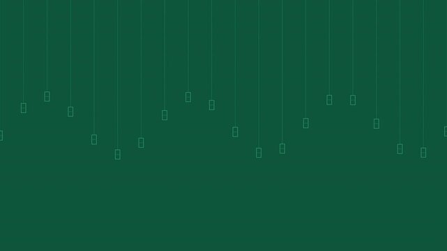 Abstract green digital circuit board background with scrolling financial trading data lines