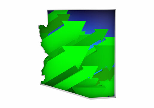Arizona AZ State Map Arrows Increase Up On the Rise Growth Data 3d Illustration