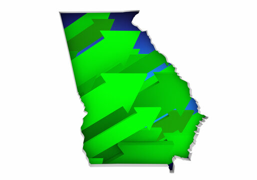 Georgia GA State Map Arrows Increase Up On the Rise Growth Data 3d Illustration