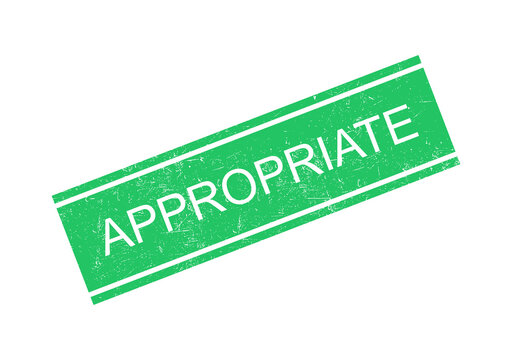 Green appropriate stamp with bold white text on transparent background