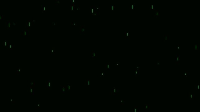 Abstract green digital rain effect falling vertically against a dark black background