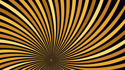 Obraz premium Golden sunburst background with curved rays. Retro spiral sunbeam vector. Luxury gold and black radial swirl pattern for posters.