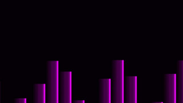 Abstract purple bar chart animation representing data growth and music frequency on black