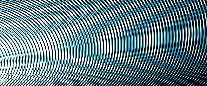 Abstract moire pattern with blue and black curved lines, hypnotic optical illusion texture, wavy geometric graphic design isolated on White Background