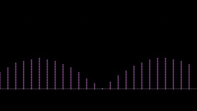 Abstract purple sound wave spectrum with dotted lines pulsing on a dark background