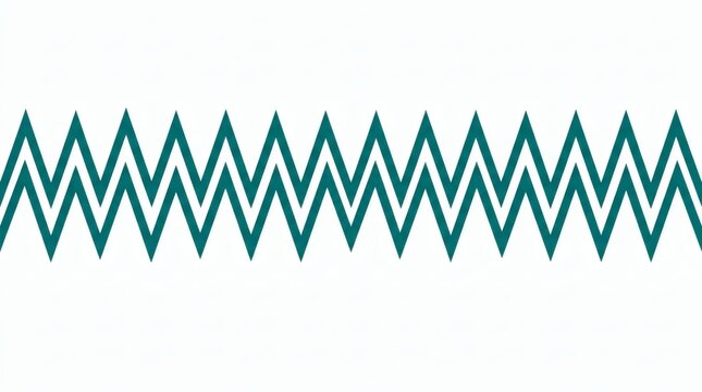 Teal zigzag pattern on white background, geometric chevron border design, minimalist jagged line texture for graphic design
