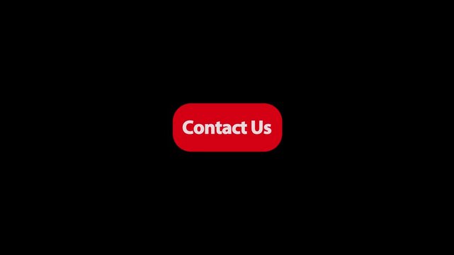 Contact Us CTA Text Animation on Red Button with Arrow Cursor Click on Transparent Background for Website, App, Game.