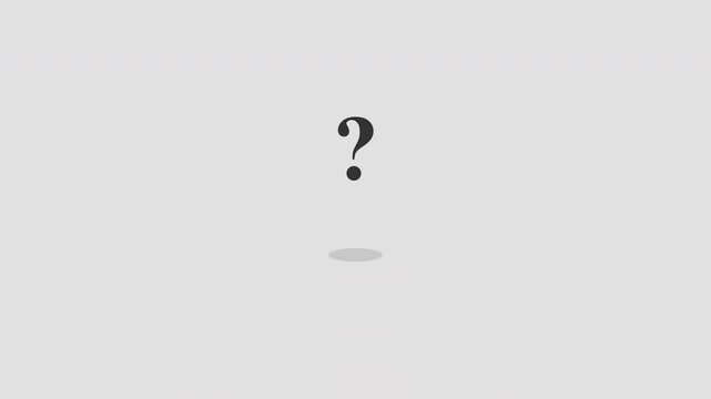 Bouncing question marks with soft shadows on a minimalist gray background animation