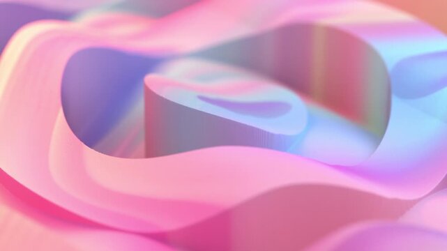 Iridescent 3 d abstract wave motion background, in pastel gradient colors