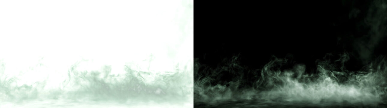 Smoke drifting over the ground with glowing mist available in PNG, Transparent and Black Background Versions for cinematic use