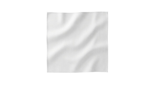Blank White Square Fabric Napkin Mockup Isolated Cutout Element, Textile Cloth Handkerchief Banner Design Presentation PNG