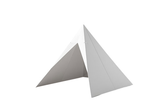 Folded white paper airplane viewed from the side isolated on transparent background