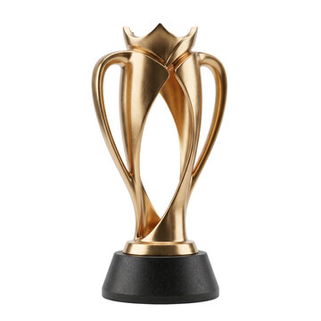 Golden Crown Trophy Cup Modern Design PNG Award on Transparent