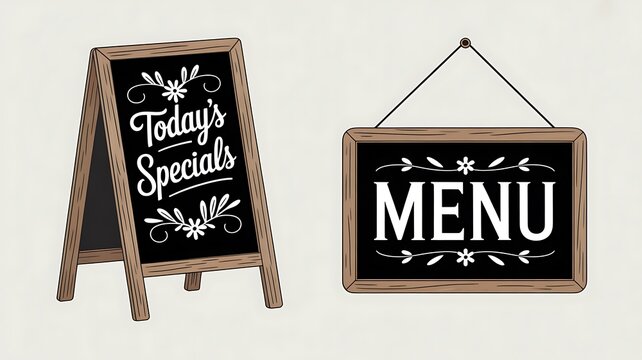 Blackboard stand and menu board sign set 
