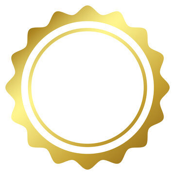 Golden Blank Seal Badge with Wavy Border PNG