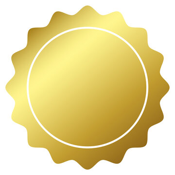 Golden Blank Seal Badge with Wavy Border PNG