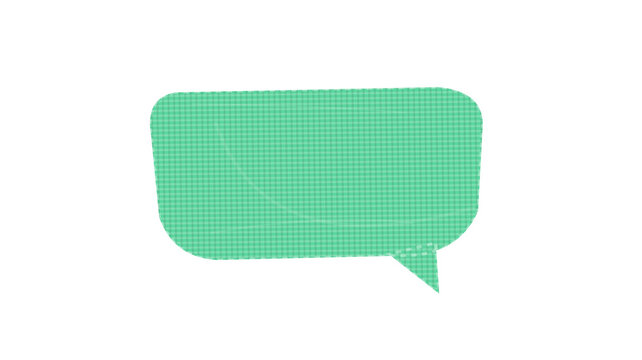 Green speech bubble with grid pattern in chat style